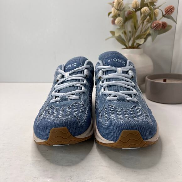 Vionic 23 Walk 2.0 Denim Lace Up Sneakers Comfort Shoe Blue Women's 12 M NWOB - Picture 2 of 9
